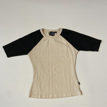 Women's T Shirt - Raglan, Natural Body with Black Sleeves