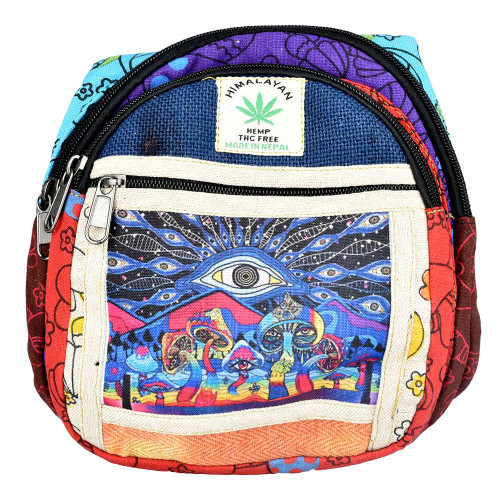 ThreadHeads Hemp Tie Dye Eye In The Sky Pactchwork Sling Bag | 9" x 8" ThreadHeads Hemp Tie Dye Eye In The Sky Pactchwork Sling Bag | 9" x 8"