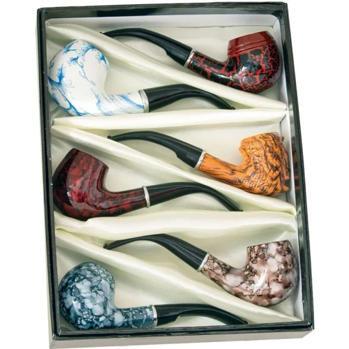 Fujima Marbled Wood Smoking Pipe | 5.5"| Assorted Designs