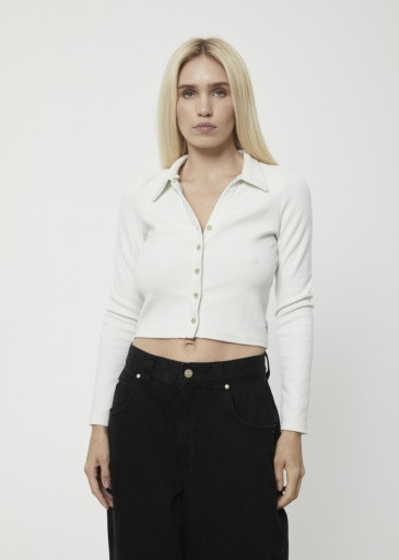 Eliza - Rib Long Sleeve Shirt - Off White