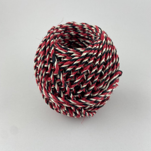 Hemp Twine Red/White/Black Tri-Colour 3/2.5 100g ball