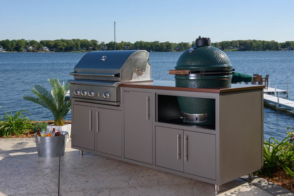 Challenger 3 Piece Coastal 83" Kitchen Island Package with Delta Heat Grill & Big Green Egg base (Big Green Egg Not Included) -CD3PCCS-01