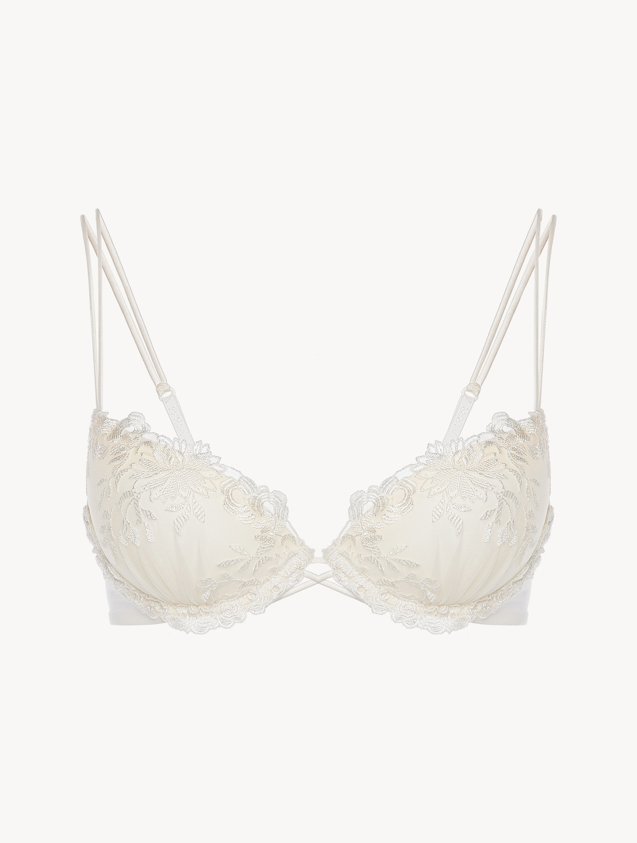 Lycra Underwired Bra in White with Embroidered Tulle | La Perla