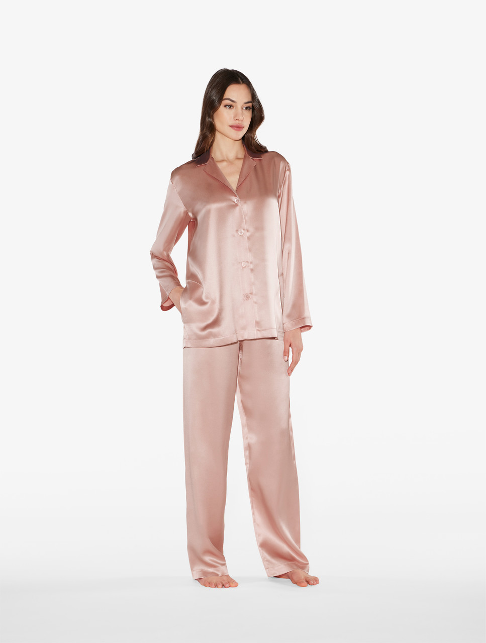 Powder pink silk pajama set