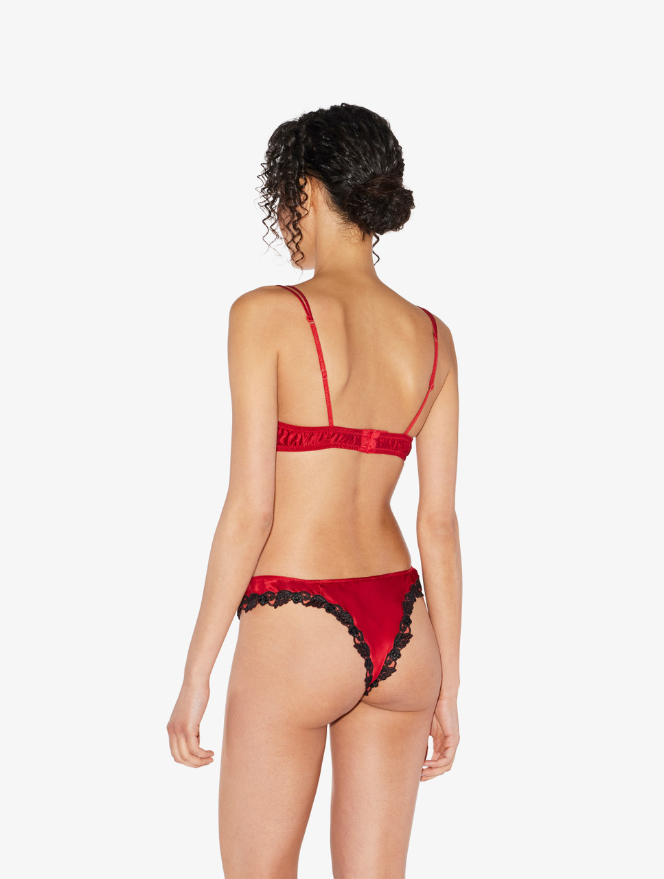 Red ruched-back wide side Brazilian panty