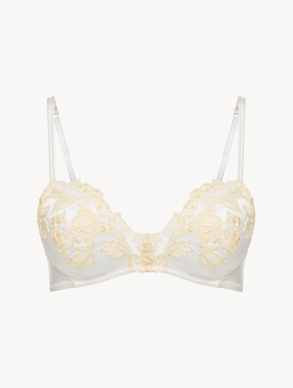 White Silk Bralette, Luxury Triangle Bra. 