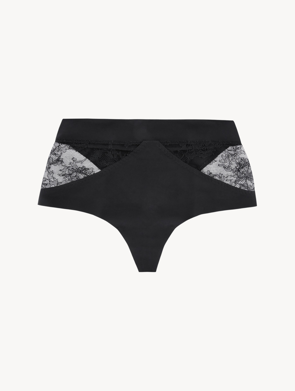 black high waisted thong