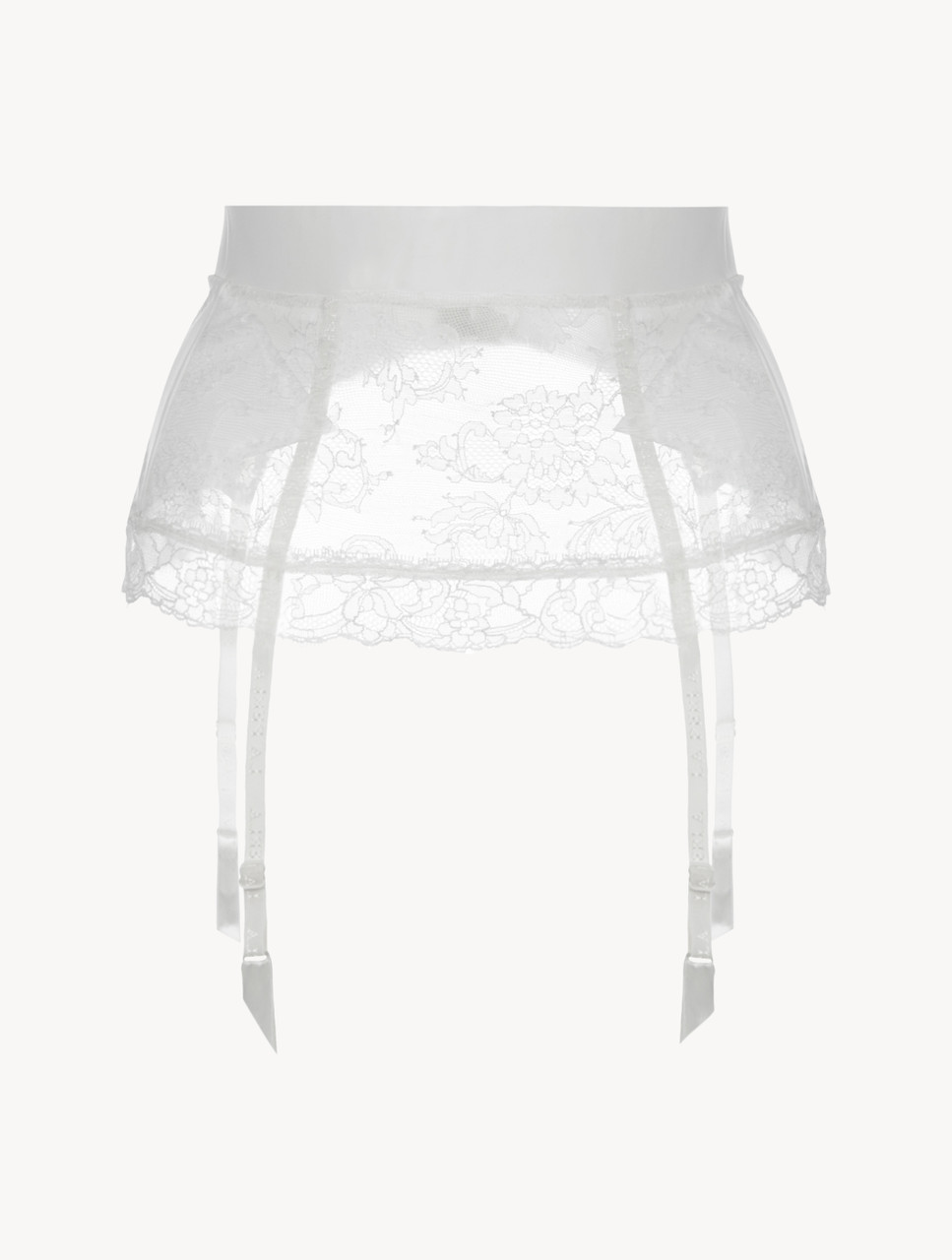 Lycra Control Fit Suspender Belt in White & Lace | La Perla