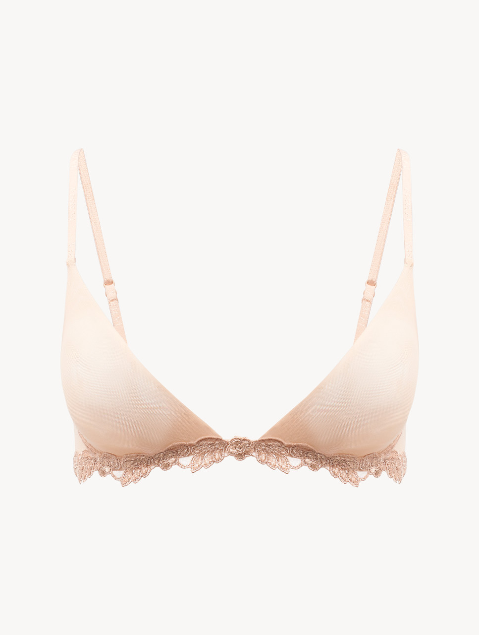Luxury Stretch Tulle Triangle Bra in Sand