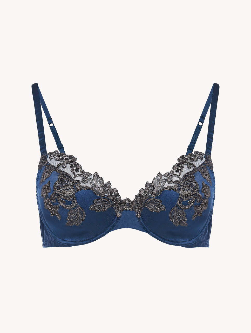 Luxury Silk Underwire Bra in Dark Blue with Frastaglio | La Perla