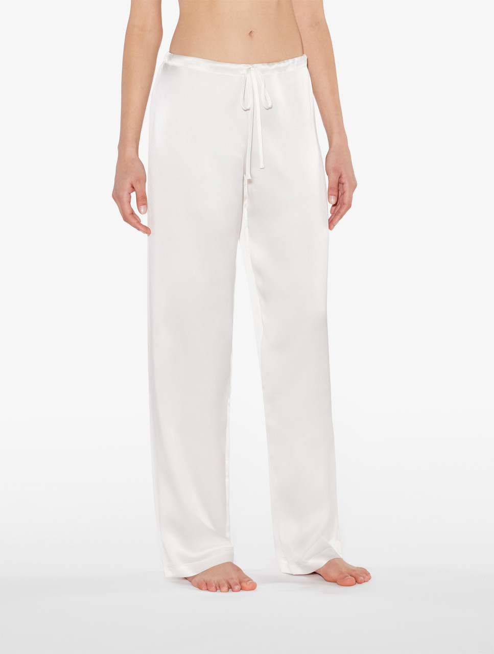 White silk pajama shorts