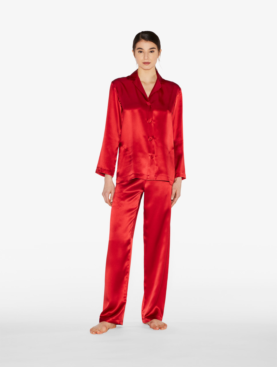 Forvent det fritaget Reskyd Luxury Silk Pajama Set in Garnet Red | La Perla