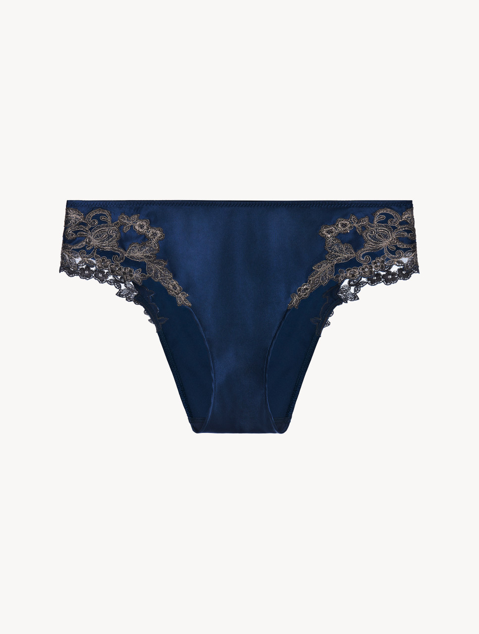 Luxury Silk Medium Panties in Blue with Frastaglio