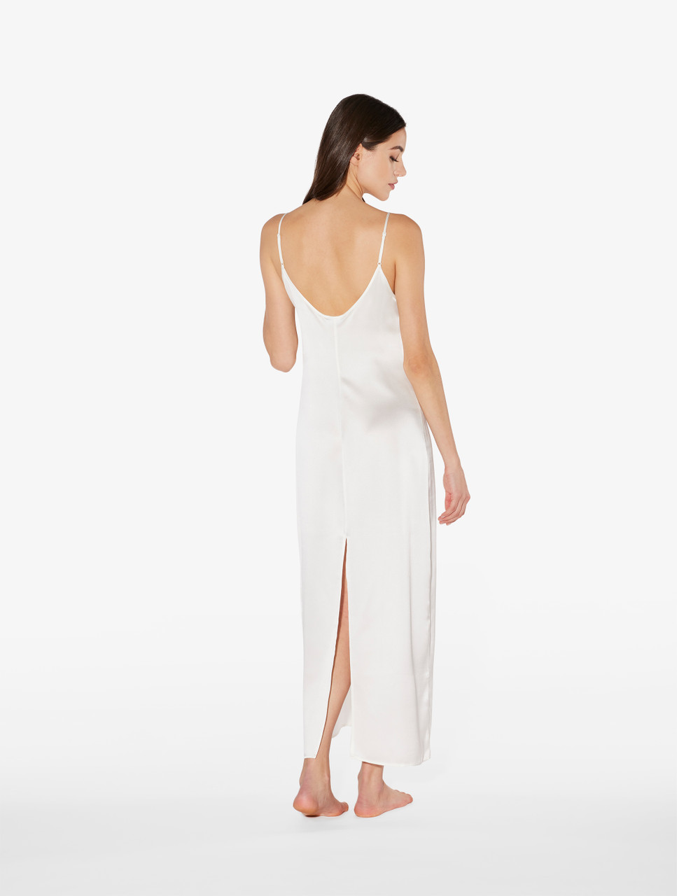 Luxury Silk Long Slip Dress in White