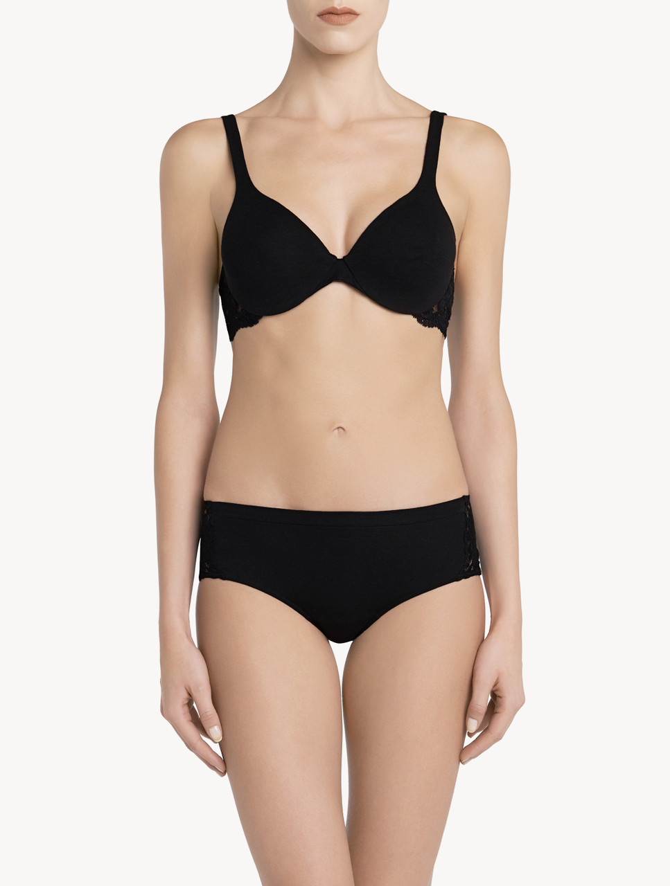 Luxury Cotton Hipster Panties in Black | La Perla Luxury Cotton Hipster Panties in Black | La Perla