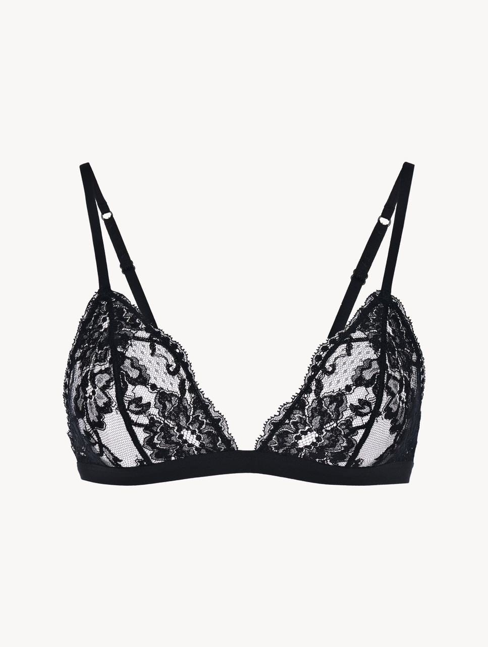 Black lace triangle bra