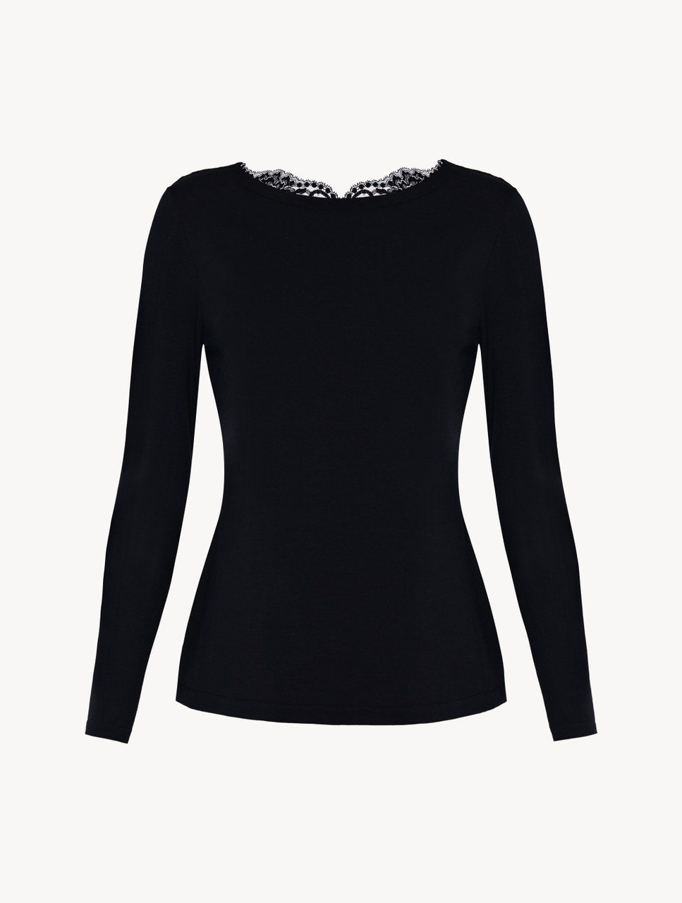 Black cotton long-sleeved top