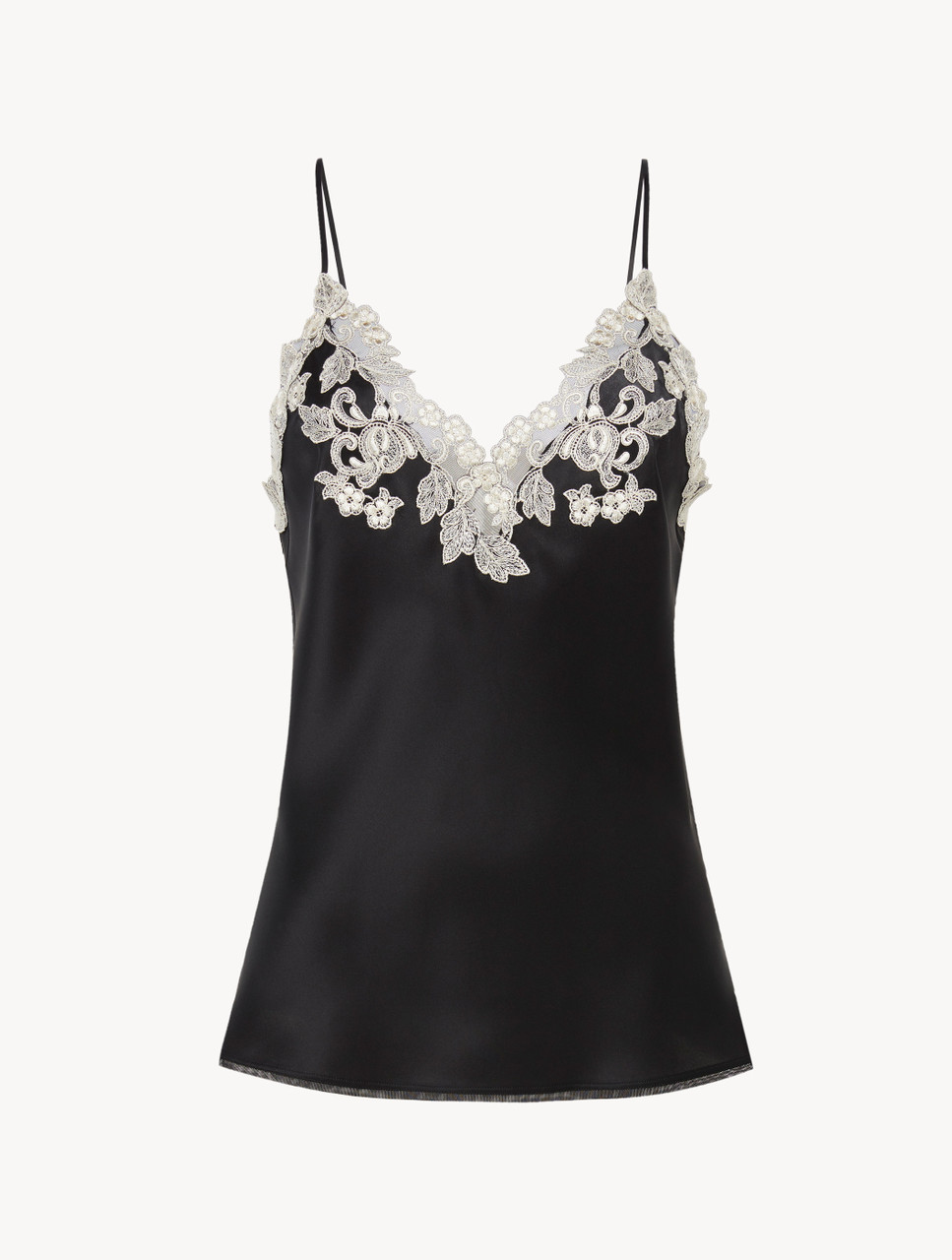 Maison embroidered lace-trimmed silk-blend satin chemise