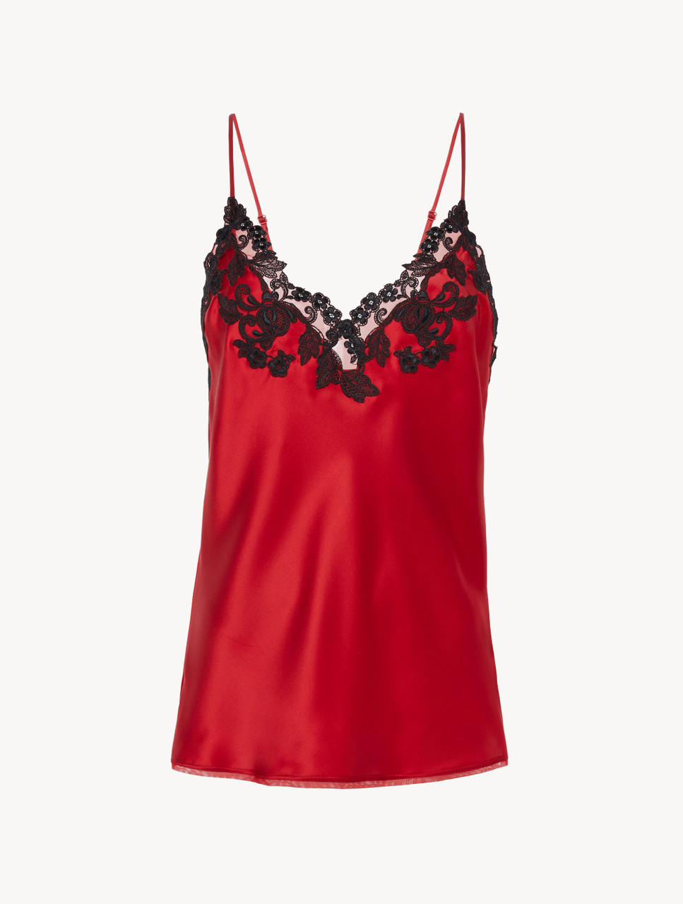 Luxury Silk Push-Up Bra in Red with Frastaglio