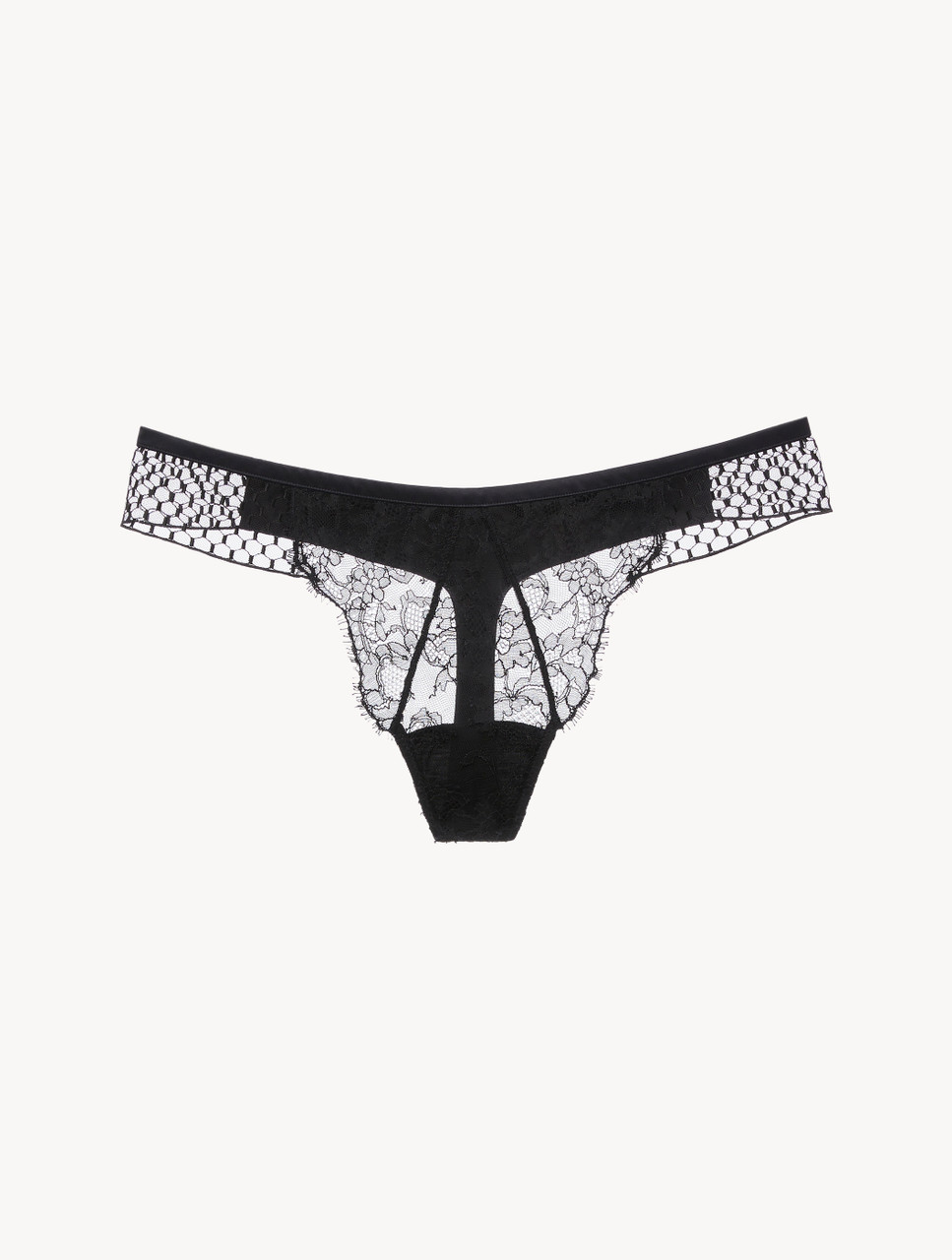 Thong with Leavers Lace