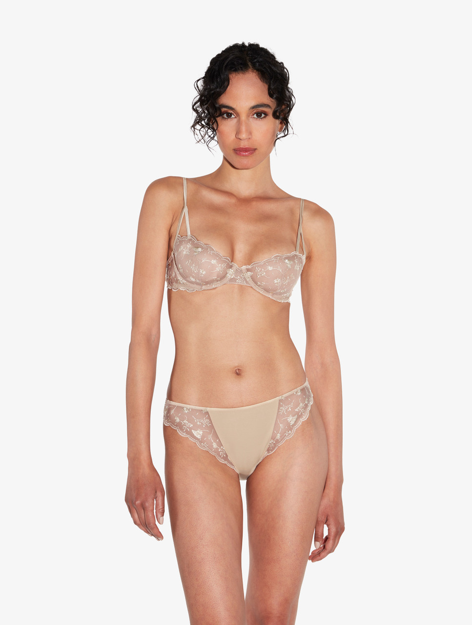 Balconette Bra in Halo and Ivory Nude with embroidered tulle