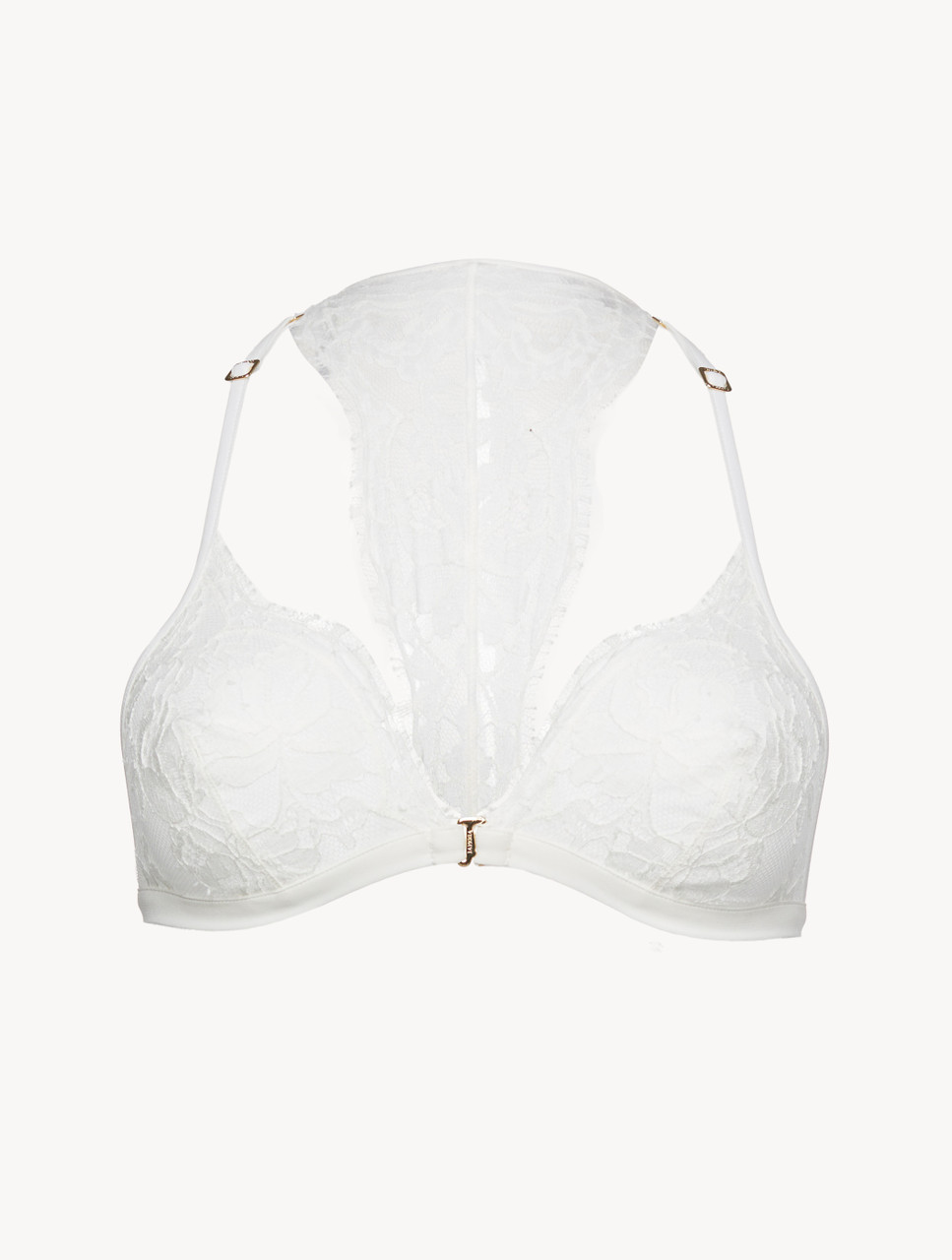Soft Triangle Bra in Off White with Cotton Leavers Lace