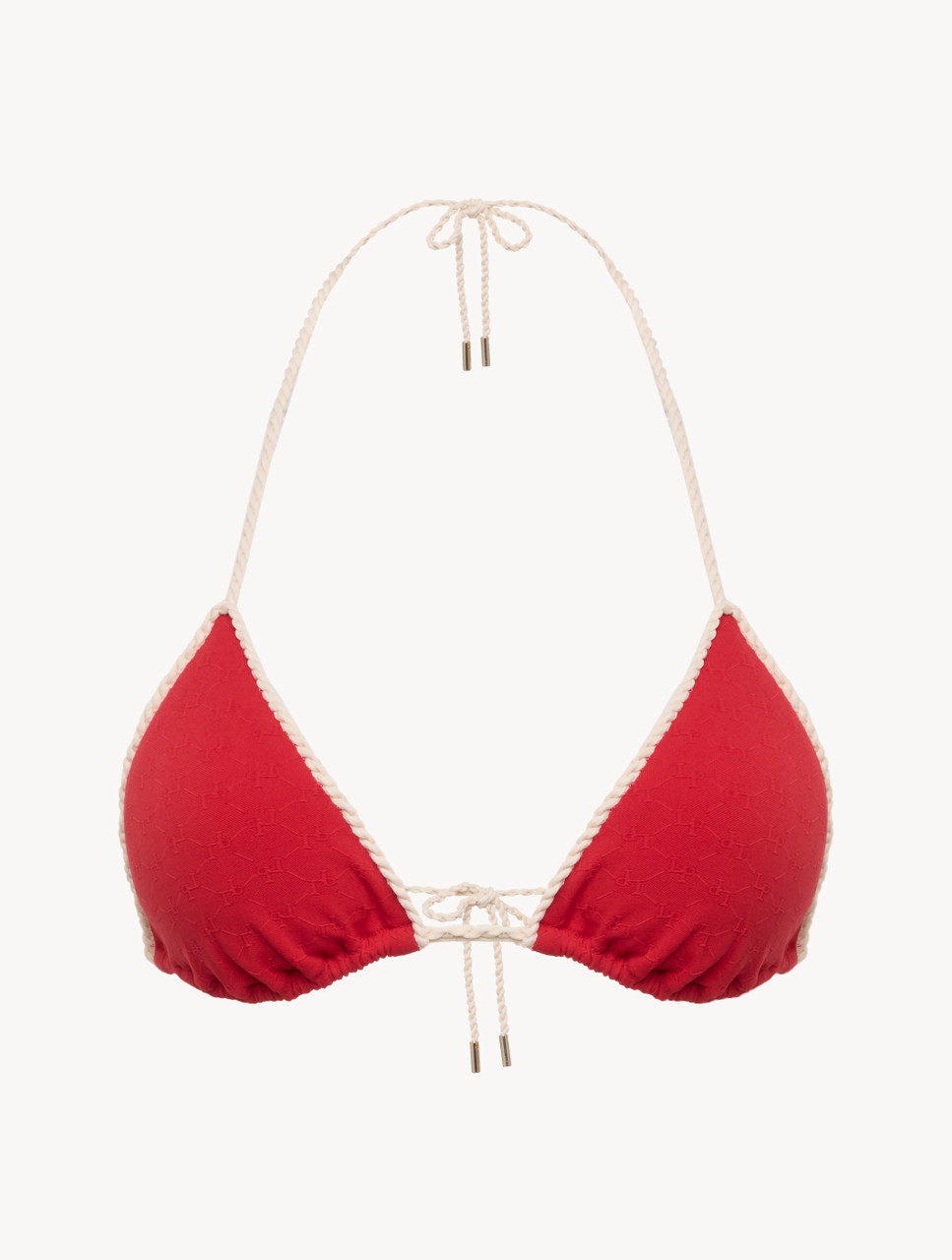 Monogram Triangle Bikini Top in red