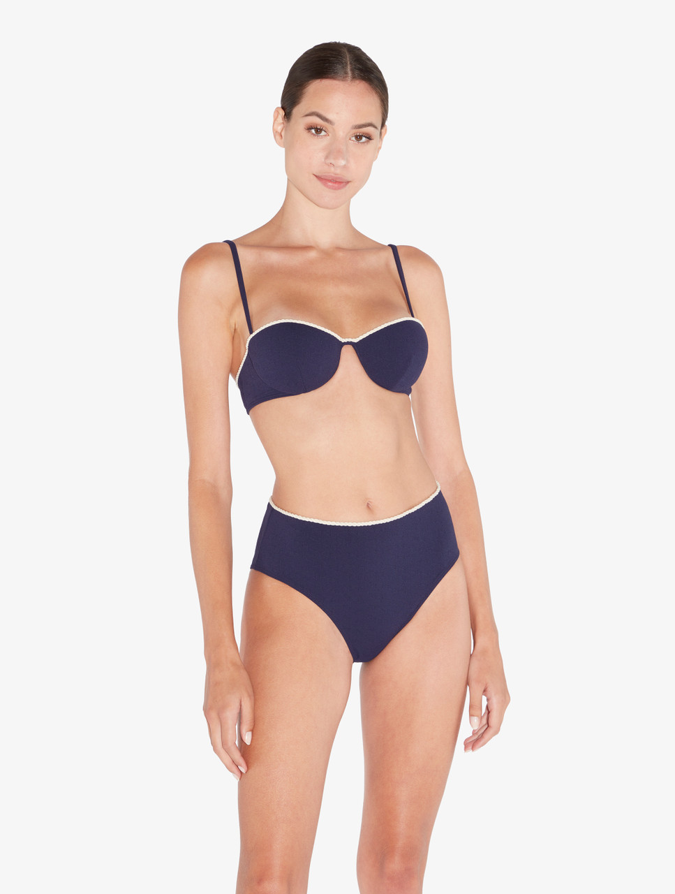 Monogram Bandeau Bikini Top in Navy