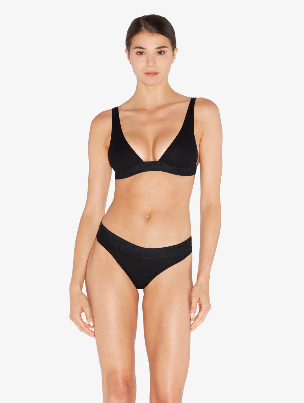 La Perla G string & Thong  Black thong with macramé - Womens < Pechamps