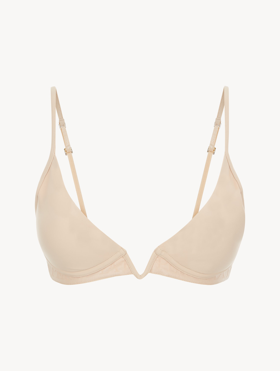 Latte-coloured non-wired padded triangle V-bra