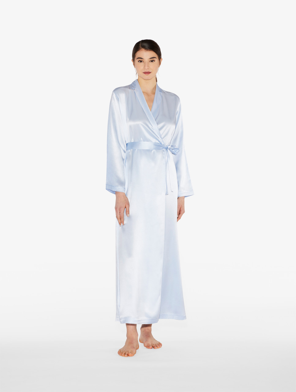 Azure silk long robe