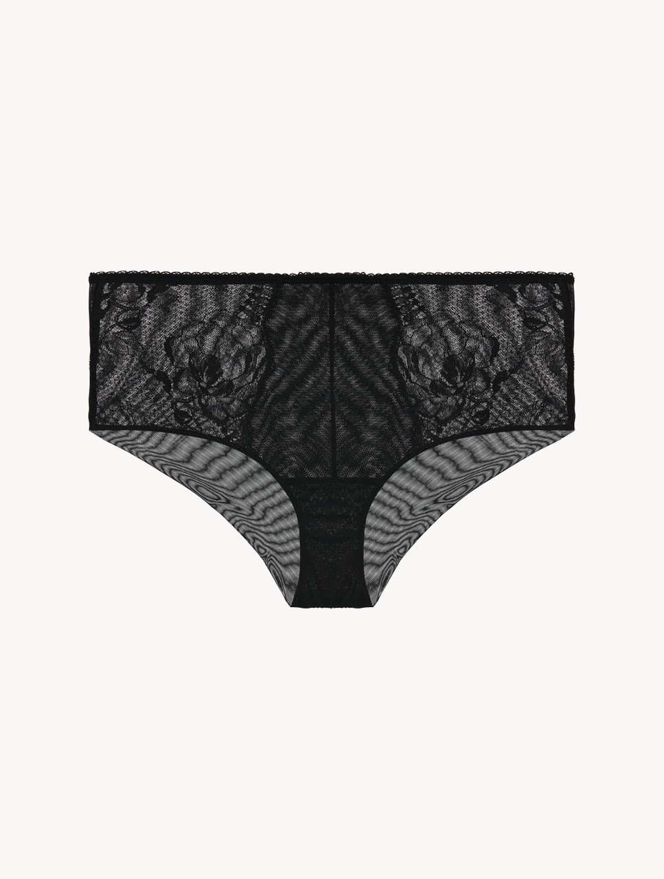 Black lace high-waisted brief