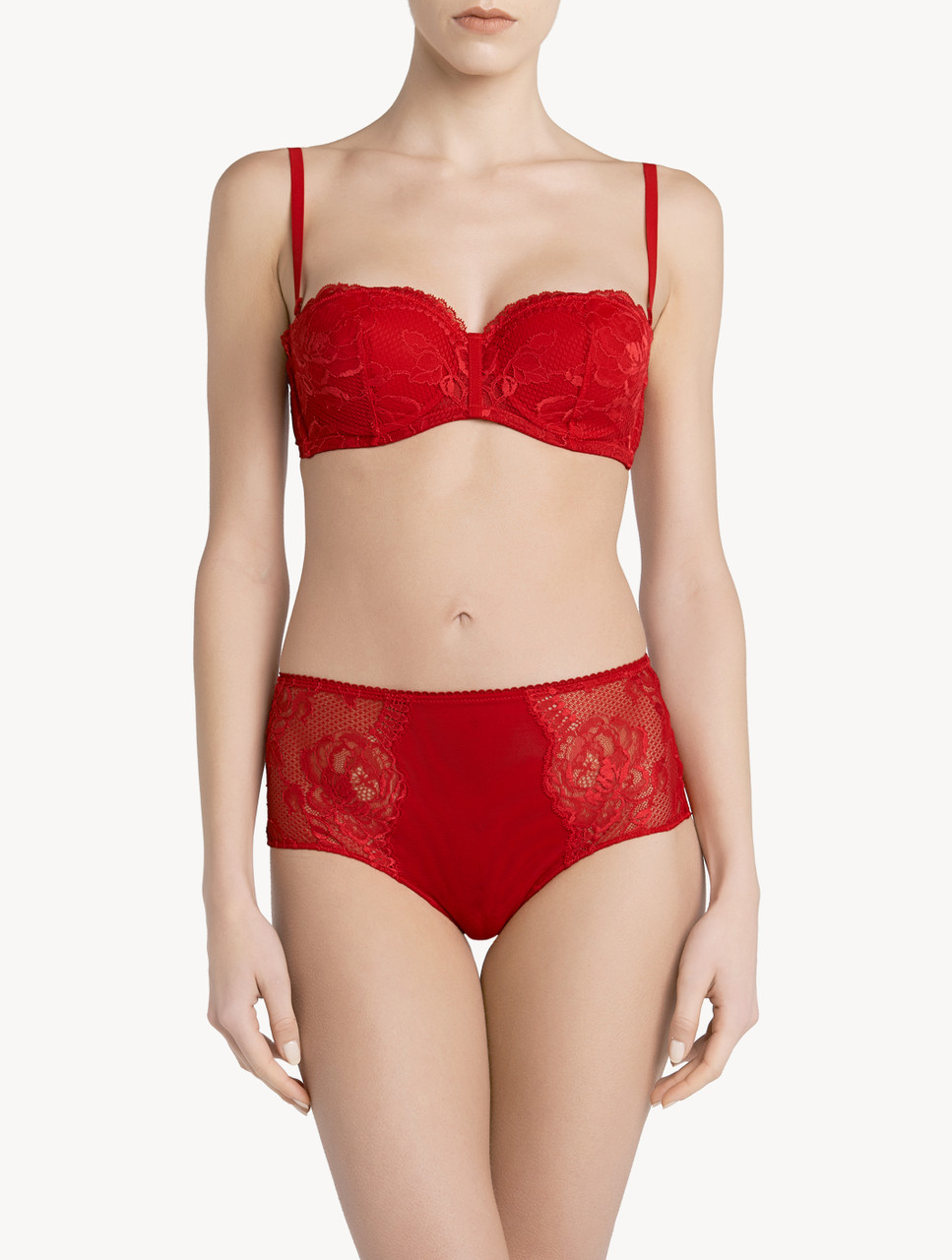 Lace Bandeau Bra - Red - Ladies