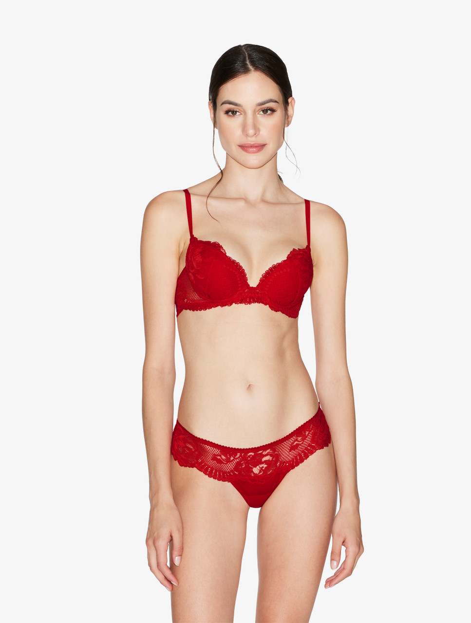 Bra Set Push up Cup +Red Color Underwear bra Lace panties for