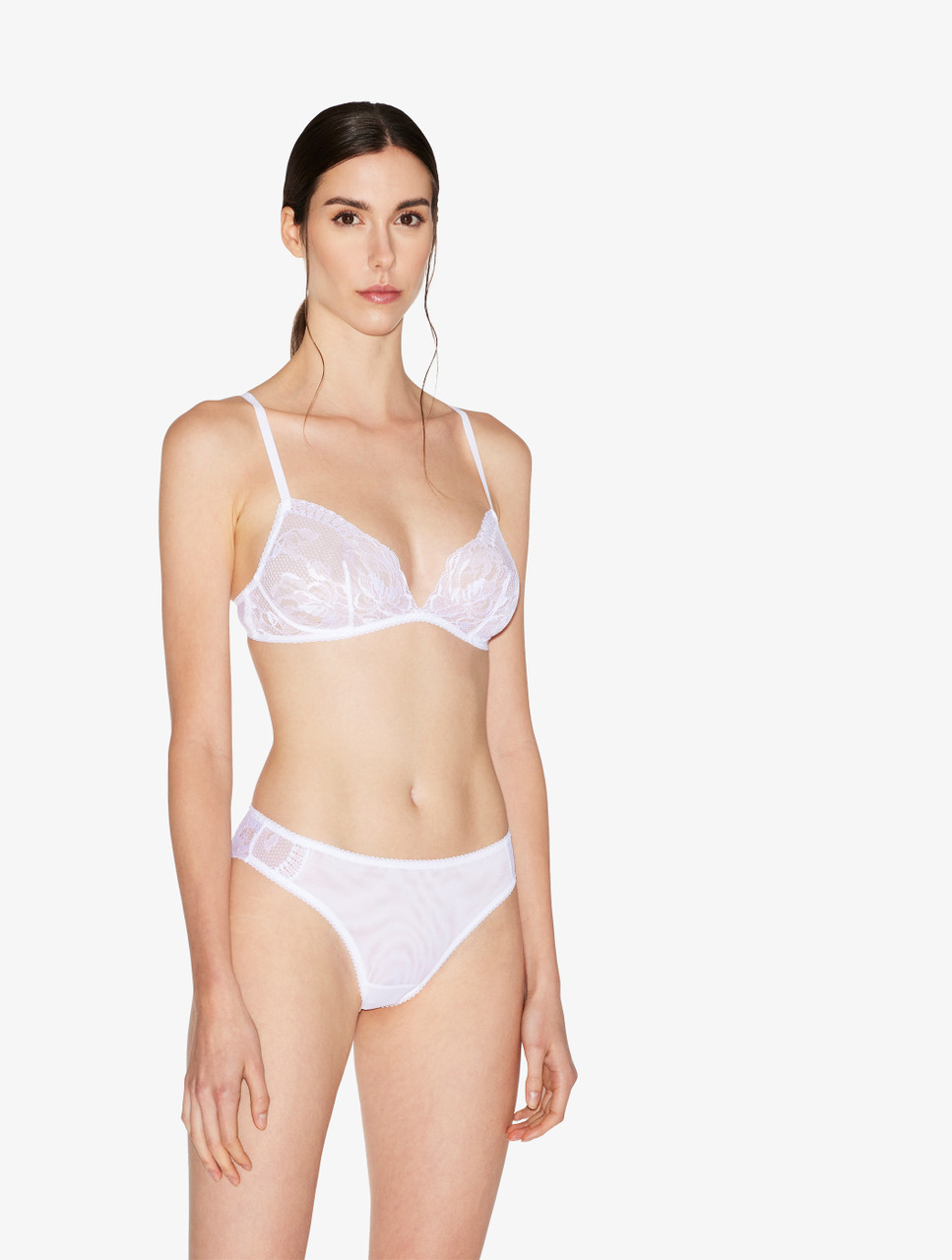 La Perla High-waist  High-waisted Briefs in off-white stretch tulle -  Womens < Pechamps