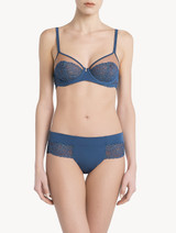 Cornflower blue Leavers lace underwired bra_1
