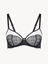 Black sheer Leavers lace underwired bra_0