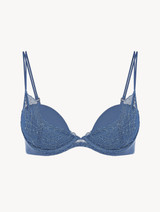 Cornflower blue Leavers lace push-up bra_0