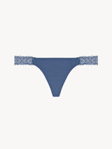 Cornflower blue Leavers lace thong brief_0