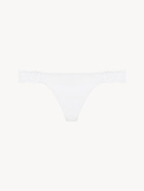 Soft white Leavers lace thong brief_0