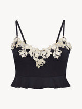 Dark blue jersey crop top_0