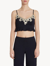 Dark blue jersey crop top_1