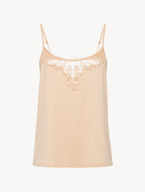 Camisole in pink modal jersey with embroidered tulle_0