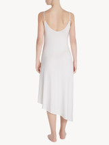 Long nightgown in white modal jersey with embroidered tulle and asymmetric cut_2