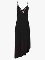 Nightgown in black modal jersey with embroidered tulle_0