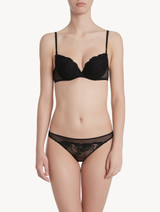 Push-up Bra in black tulle with floral embroidery_1