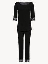 Black pyjamas in viscose stretch jersey_0