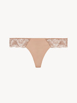 Thong in beige embroidered tulle_0