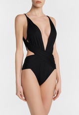 Halterneck swimsuit in black_1