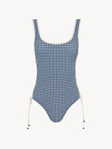 Swimsuit in blue gingham seersucker_0